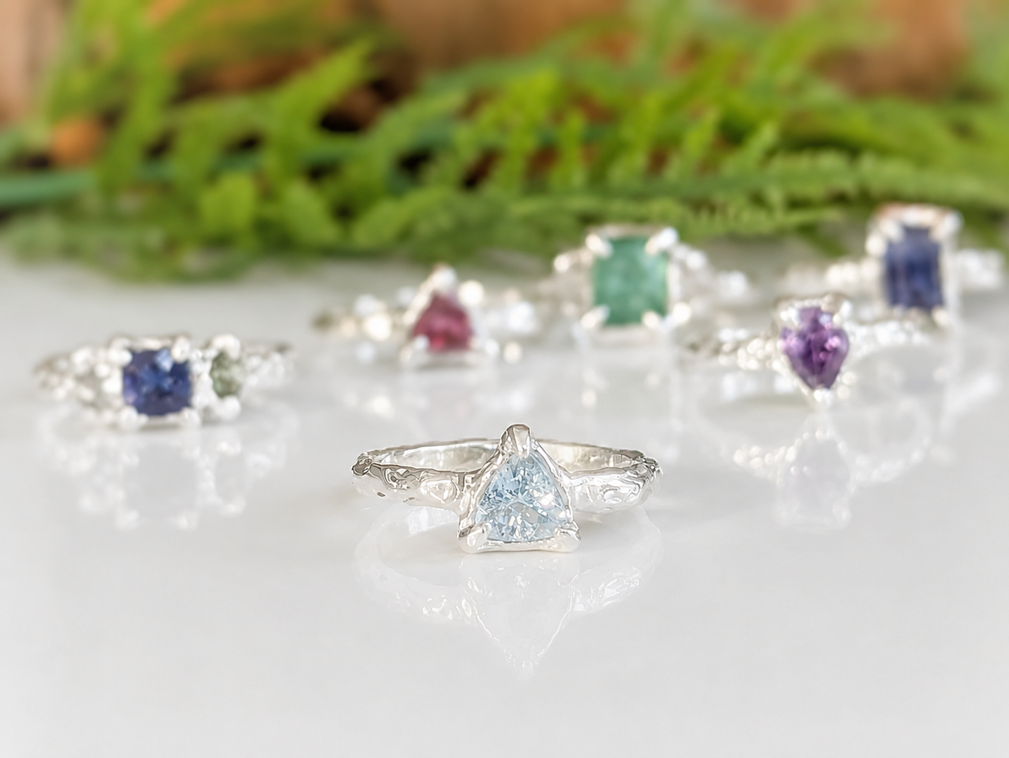 Sterling Silver textured Aquamarine ring