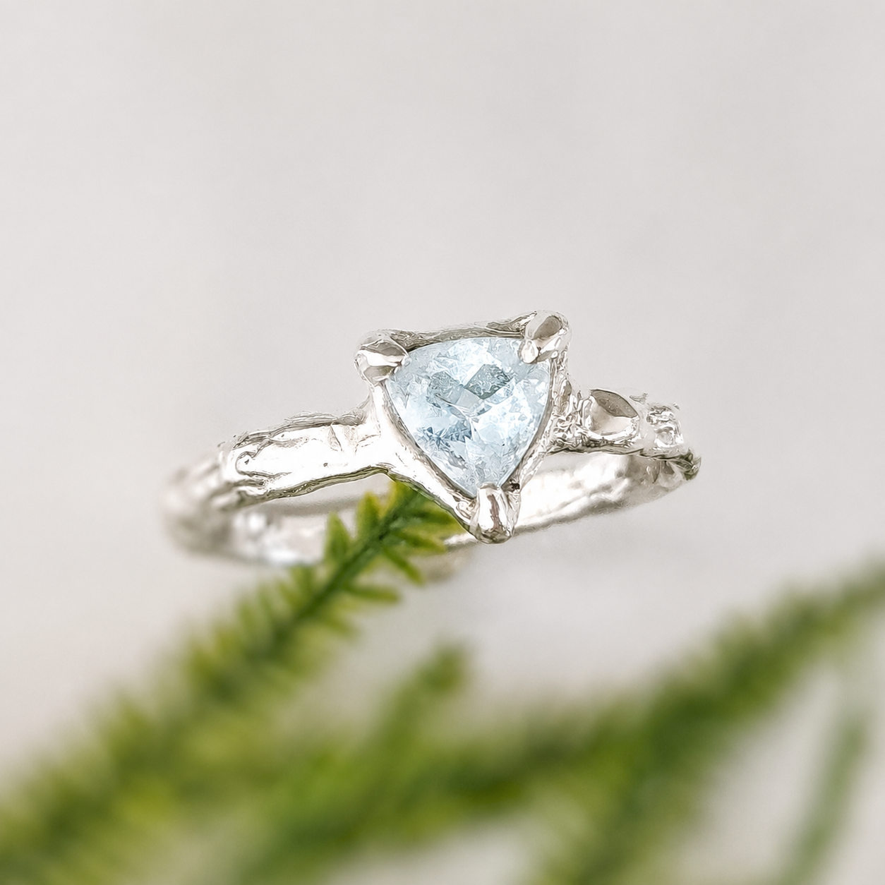 Sterling Silver textured Aquamarine ring