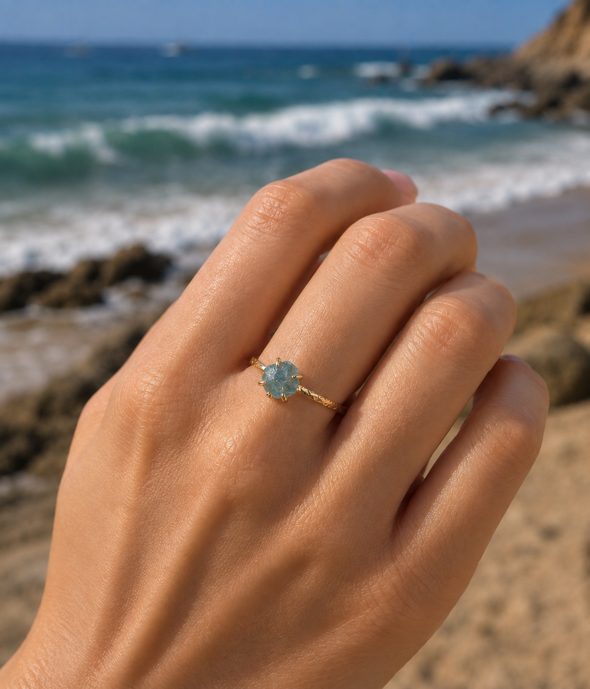 Raw Montana Sapphire ring