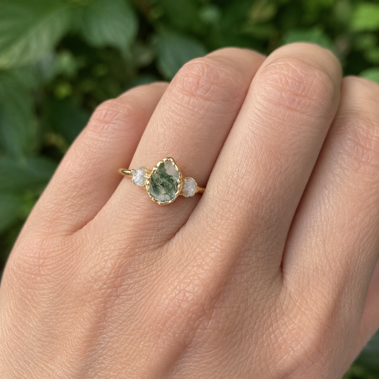 Moss Agate Engagement Rings