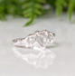 Rustic sterling silver engagement ring featuring three unique Salt & Pepper diamonds, perfect for a one-of-a-kind proposal.
