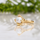 Side view of natural Keshi pearl in handcrafted solid gold ring