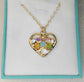 Heart-shaped gold necklace with colorful birthstones, personalized family jewelry gift for mom.