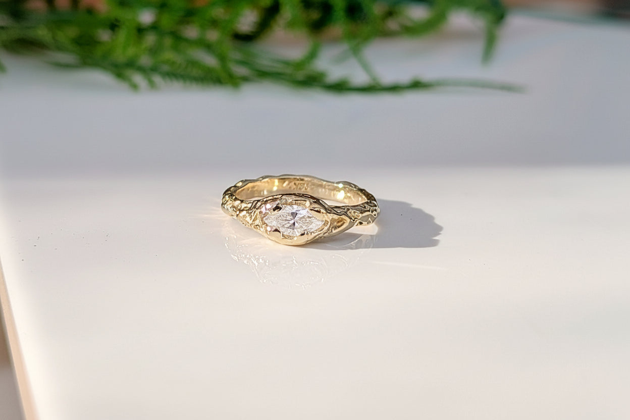 Moissanite diamond engagement ring in Gold