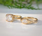 two Gold textured rings with Moissanite gemstone