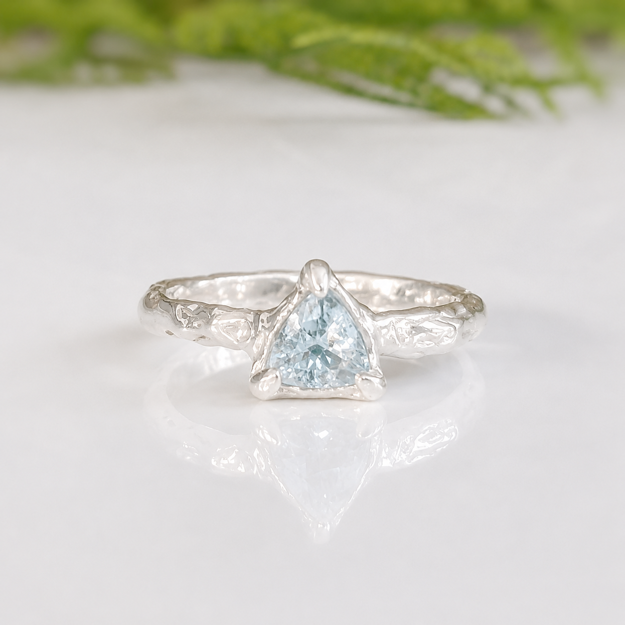 Sterling Silver textured Aquamarine ring