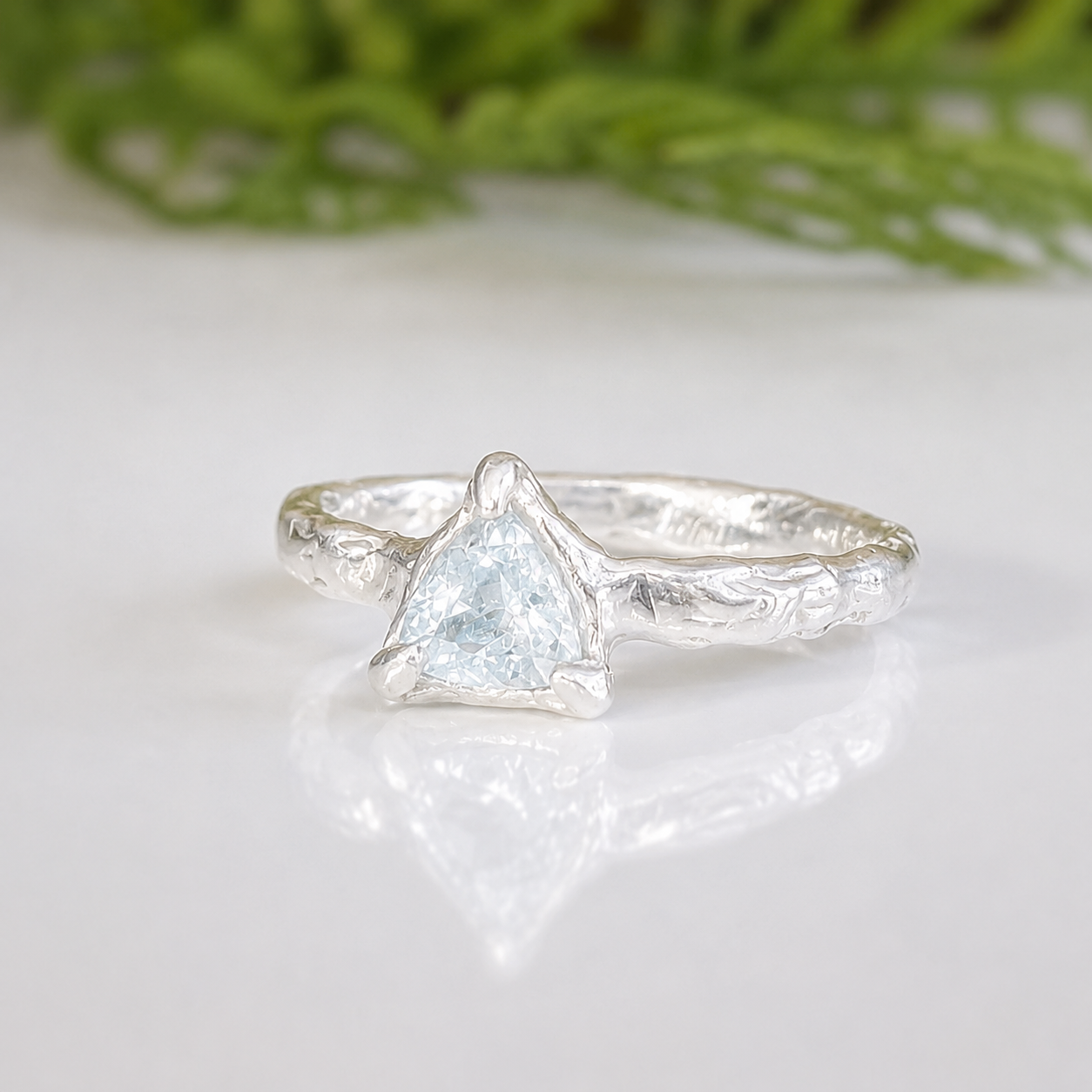 Sterling Silver textured Aquamarine ring