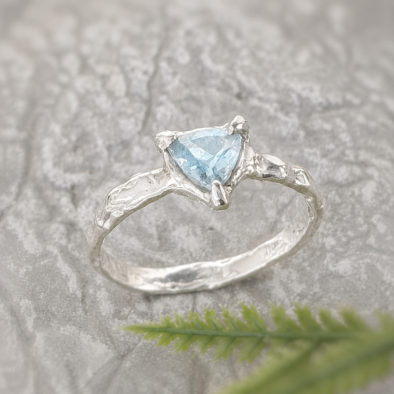 Sterling Silver textured Aquamarine ring