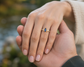 Sapphire and Diamond Engagement Ring – Marquise Cut Sapphire, 14k Gold Rustic Band