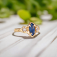 Sapphire and Diamond Engagement Ring – Marquise Cut Sapphire, 14k Gold Rustic Band