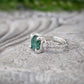 Raw Mint green Emerald and diamond engagement ring in textured Solid Sterling Silver.