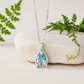 silver aquamarine necklace with natural gemstone pendant