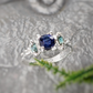 Natural blue sapphire and tourmaline three-stone ring in Sterling Silver