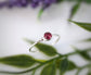 Dainty Ruby stacking ring in sterling silver featuring a natural 4mm Ruby gemstone, perfect for minimalist jewelry lovers.