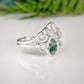 Moss Agate and raw diamond bridal ring set on sterling silver, showcasing unique electroformed design.