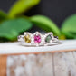 Natural multi Tourmaline silver ring featuring three colorful gemstones set in organic design, perfect for promise or engagement.