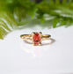 Orange Sapphire textured ring in Solid 14k Gold, handcrafted with a radiant cut gemstone on an organic band.