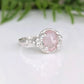Handcrafted oval rose cut pink Morganite ring in solid silver, showcasing its dainty charm and elegance.