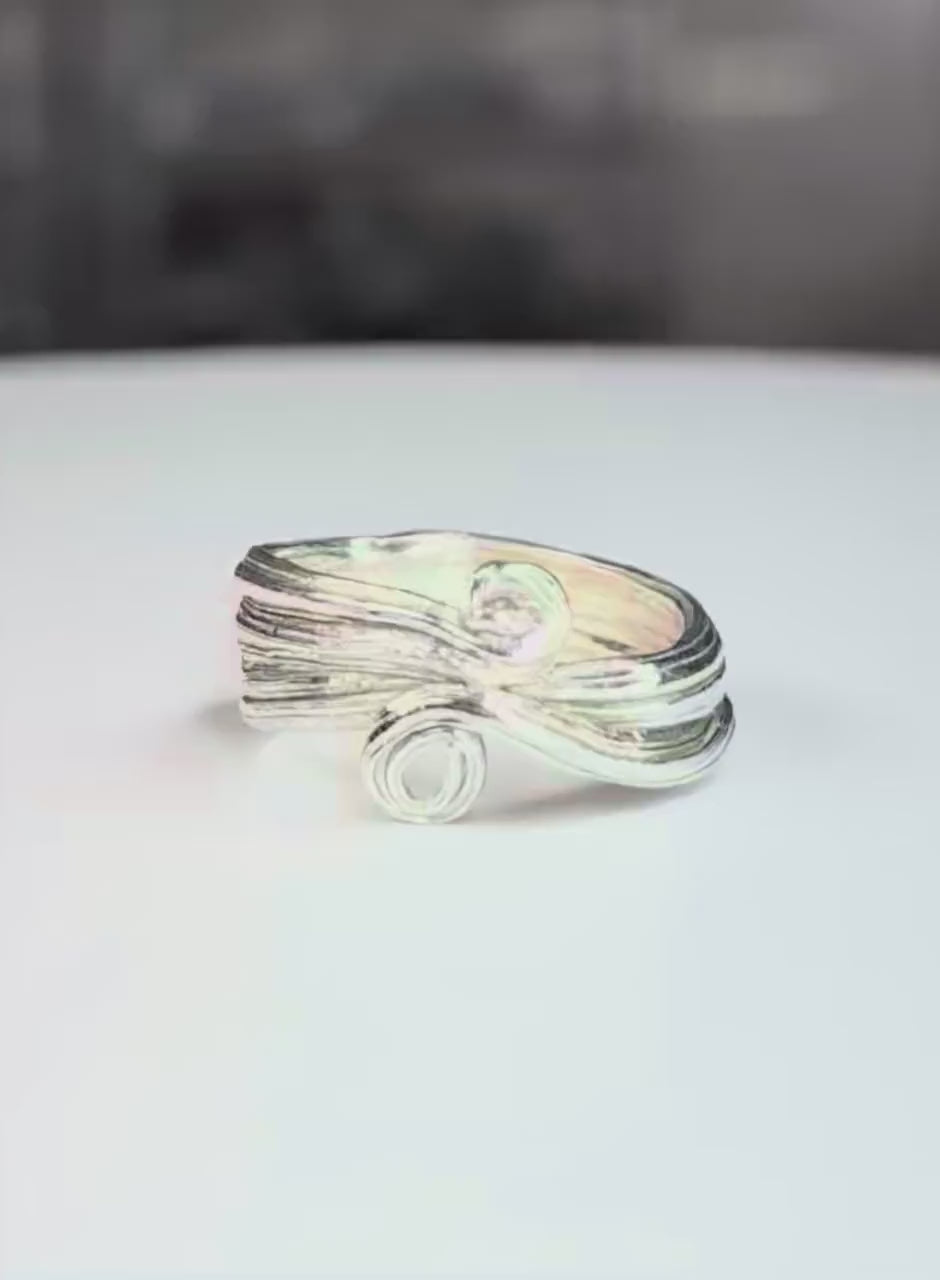 handcrafted Silver ring with textured wide band