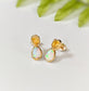 Dainty raw Citrine and Opal stud earrings with gold settings, perfect for bridal or everyday wear.