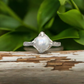 Textured Sterling Silver ring featuring a creamy-white Freshwater Keshi pearl, elegant and timeless design.