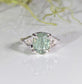 Sterling Silver ring featuring oval rose cut green Kyanite with organic textured band, showcasing unique elegance.