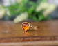 Baltic Amber Gold ring featuring a natural 8mm stone set on a 14k hammered Gold filled band, unique and handmade.