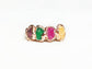 Raw gemstone family birthstone ring with colorful stones, handcrafted in gold finish, perfect Mother's ring gift.