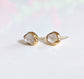 Handcrafted Herkimer diamond stud earrings with gold accents, perfect for bridal or everyday elegance.