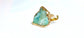 Handcrafted aqua blue raw Peruvian opal ring on a 14k gold filled band, unique and stunning jewelry.