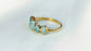 Raw Aquamarine eternity ring with five natural stones on a 14k gold filled band, perfect for March birthdays.