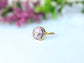 Handcrafted Pink Opal copper ring set on a 14k Gold filled band, featuring a natural gemstone with unique colors.