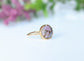 Handcrafted Pink Opal copper ring on a 14k gold filled band with unique gemstone variations.