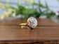 Stunning White Crystal copper ring on 14k Gold filled band, plated in 18k Gold, showcasing unique natural gemstone.