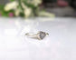 Handcrafted raw uncut grey diamond engagement ring on Sterling Silver band, unique alternative jewelry gift.