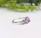 Handcrafted raw Alexandrite and diamond silver ring, featuring a unique design, perfect for engagement or special occasions.