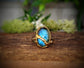 Labradorite Kintsugi ring with 18k Gold plating, showcasing the beauty of joining broken pieces elegantly.