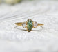 Raw green Sapphire and Herkimer diamond engagement ring in 14k Gold, perfect for promises and special gifts.