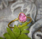 Handcrafted 14k Gold filled Pink Tourmaline ring on a delicate band, ideal October birthstone gift for special occasions.