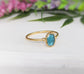 Handcrafted blue Tourmaline ring on a 14k gold filled band, perfect for gifts or special occasions.