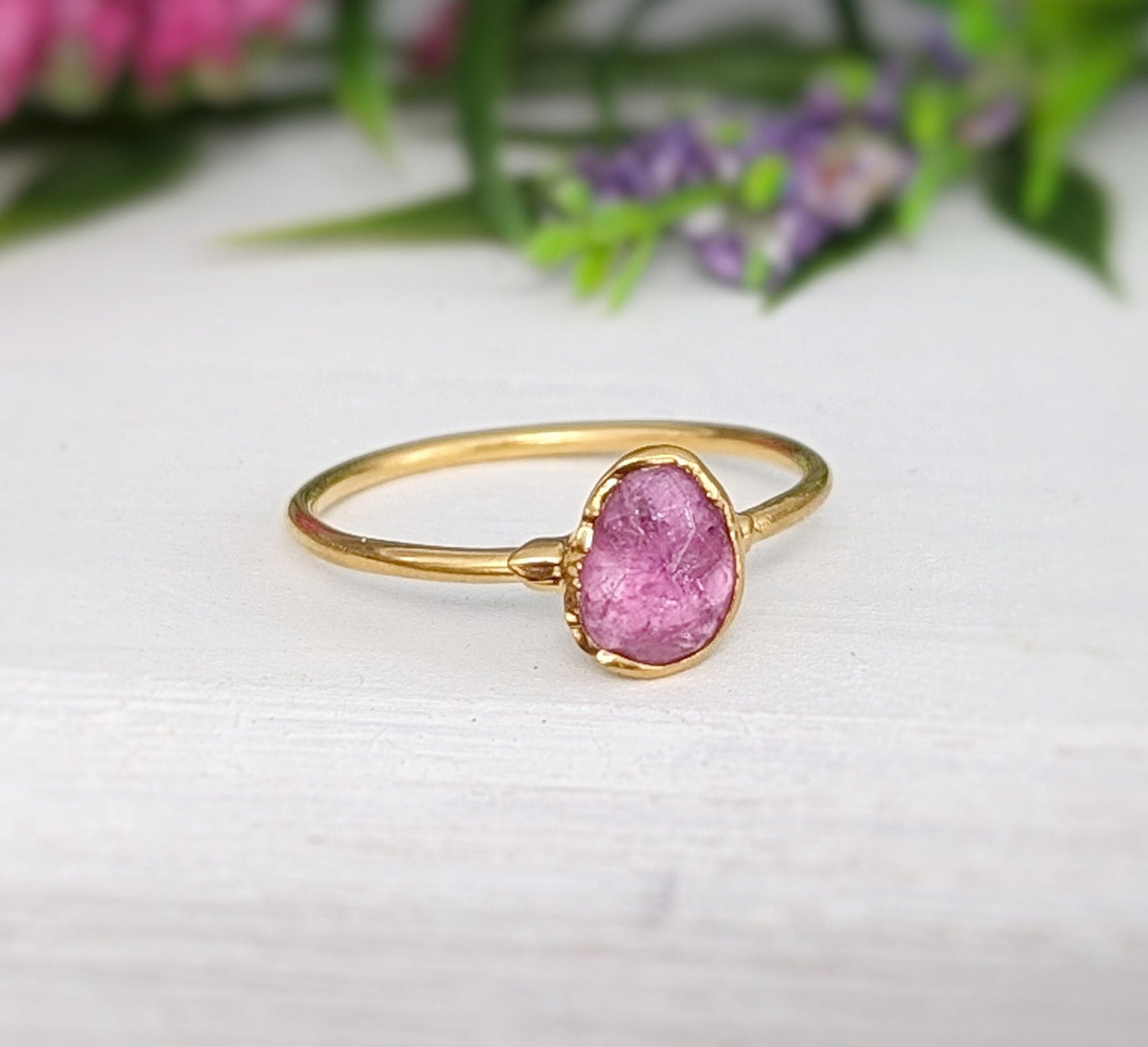 Handcrafted pink Tourmaline ring on a 14k gold filled band, perfect for gifts and special occasions.
