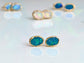 Blue Australian Opal stud earrings in 18k gold, showcasing elegance and handcrafted beauty, perfect for gifts.