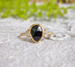 Black Spinel and Herkimer diamond engagement ring in solid 18k gold, showcasing a unique rose cut design.