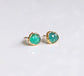 Natural Emerald stud earrings in 18k gold, featuring rose cut faceted stones, perfect for gifts and bridal wear.