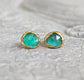 Natural Emerald stud earrings in 18k Gold, featuring Rose cut faceted Emeralds, ideal for gifts and bridal wear.