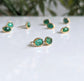 Natural Emerald stud earrings in 18k Gold setting, showcasing elegance and sophistication, perfect for gifts and bridal wear.