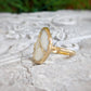 Handcrafted Mother of Pearl Kintsugi ring on a 14k gold-filled band, perfect as a unique gift for special occasions.
