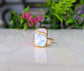 Stunning Moonstone Kintsugi ring with gold plating, handcrafted statement jewelry for special occasions.