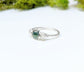 Moss Agate and Herkimer diamond engagement ring in silver, showcasing unique rustic beauty.