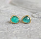 Natural Emerald stud earrings in 18k Gold, featuring Rose cut faceted Emeralds, ideal for gifts and bridal wear.